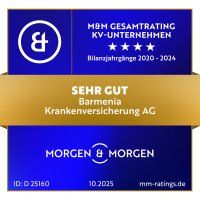 Morgen & Morgen Gesamtrating KV-Unternehmen: Barmenia mit vier Sternen